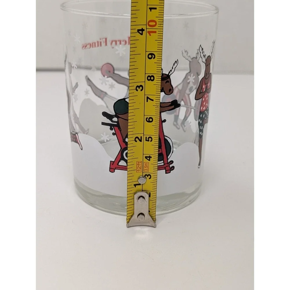 Merry Fitness Christmas Reindeer‎ Rocks Glass Holiday Lowball Tumbler Funny Gym